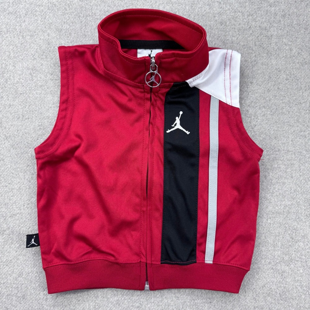 Kids Jordan Red Black White Track Jacket Vest Full Zip Baby Toddler 6 9M